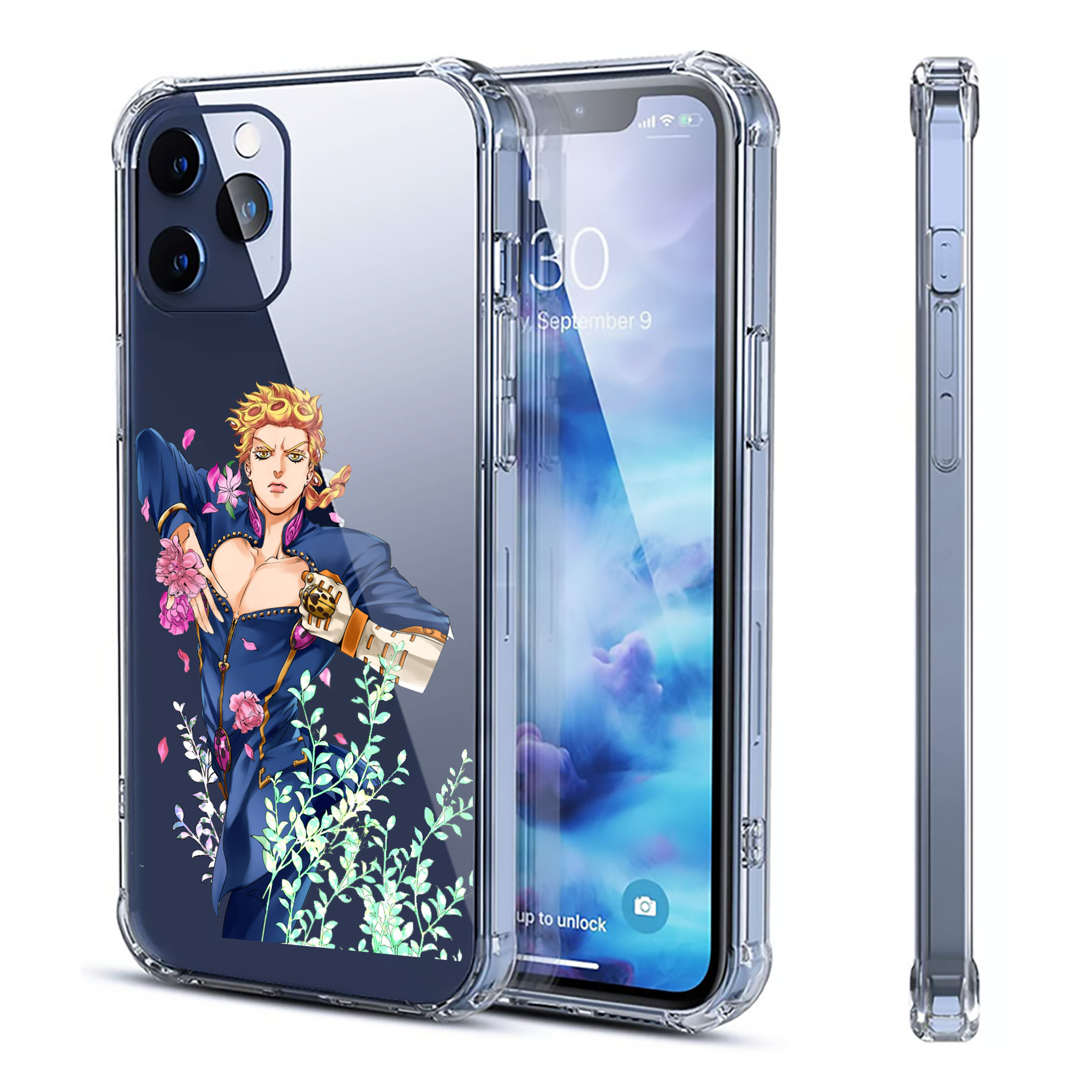 （画像用） ジョジョの奇妙な冒険 ジョルノ?ジョバァーナ JoJo's Bizarre Adventure Giorno Giovanna 【iPhone 12シリーズ対応】透明スマホケース（クリアソフトケース）